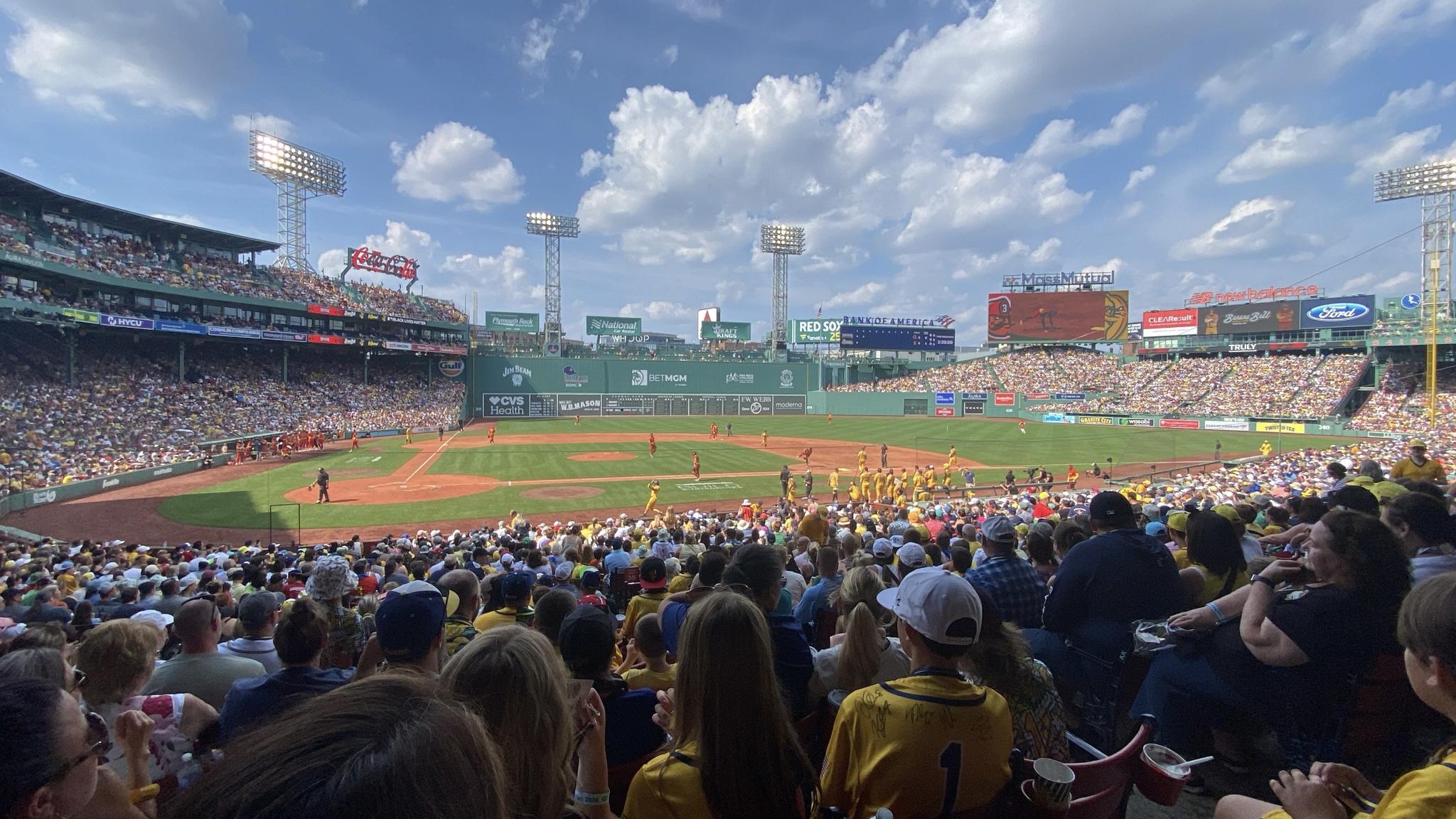 A photo of Banana Ball being played at Fenway Park