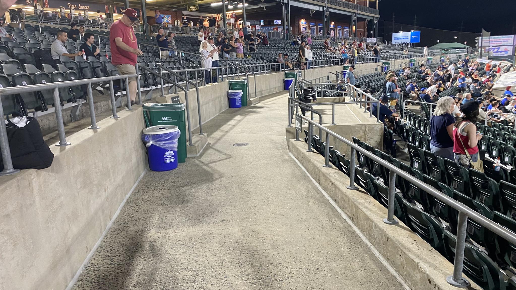 An image of a walkway in the seating bowl of TD Bank Ballpark
