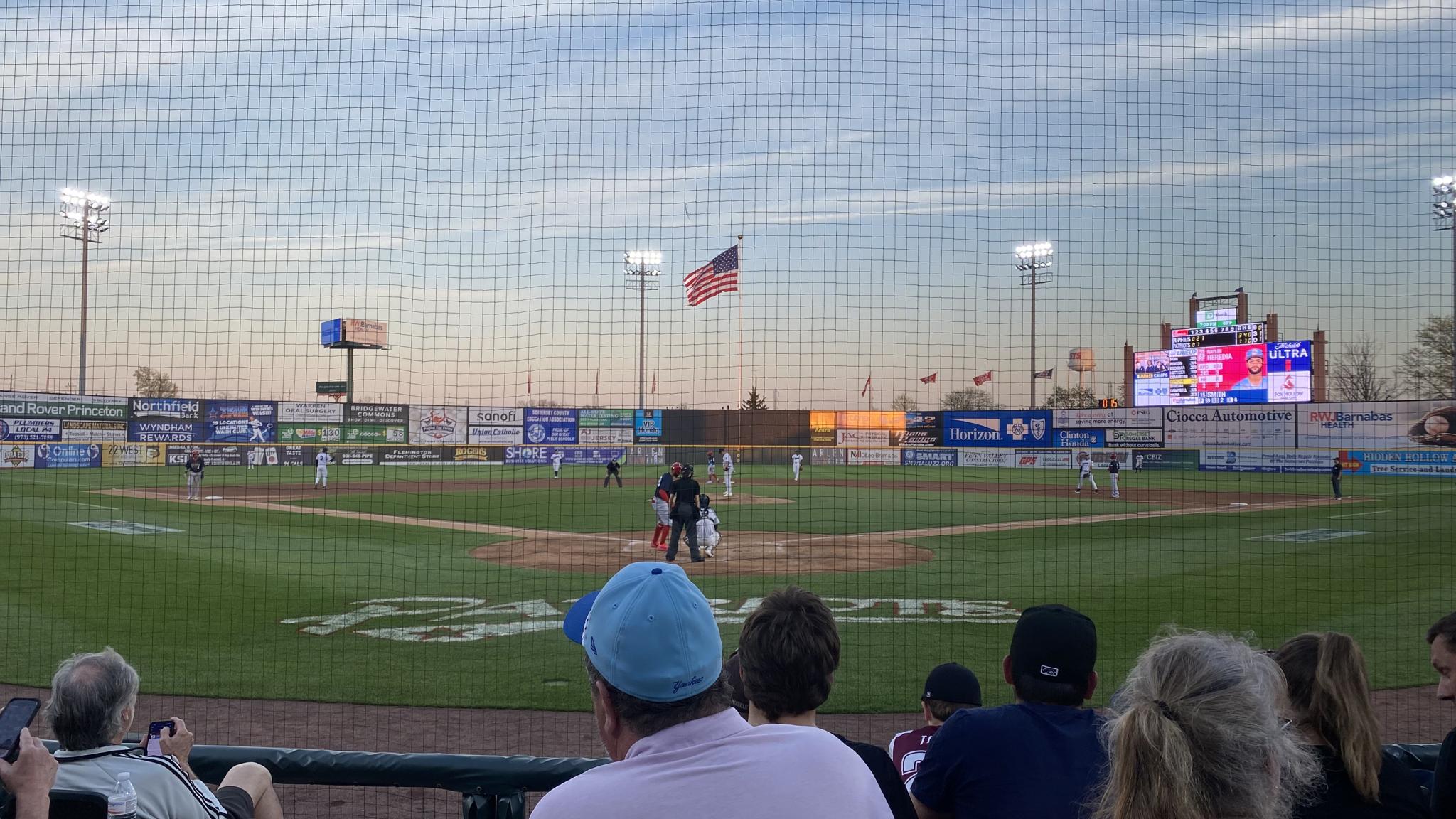 An image of action during a Somerset Patriots game at TD Bank Ballpark