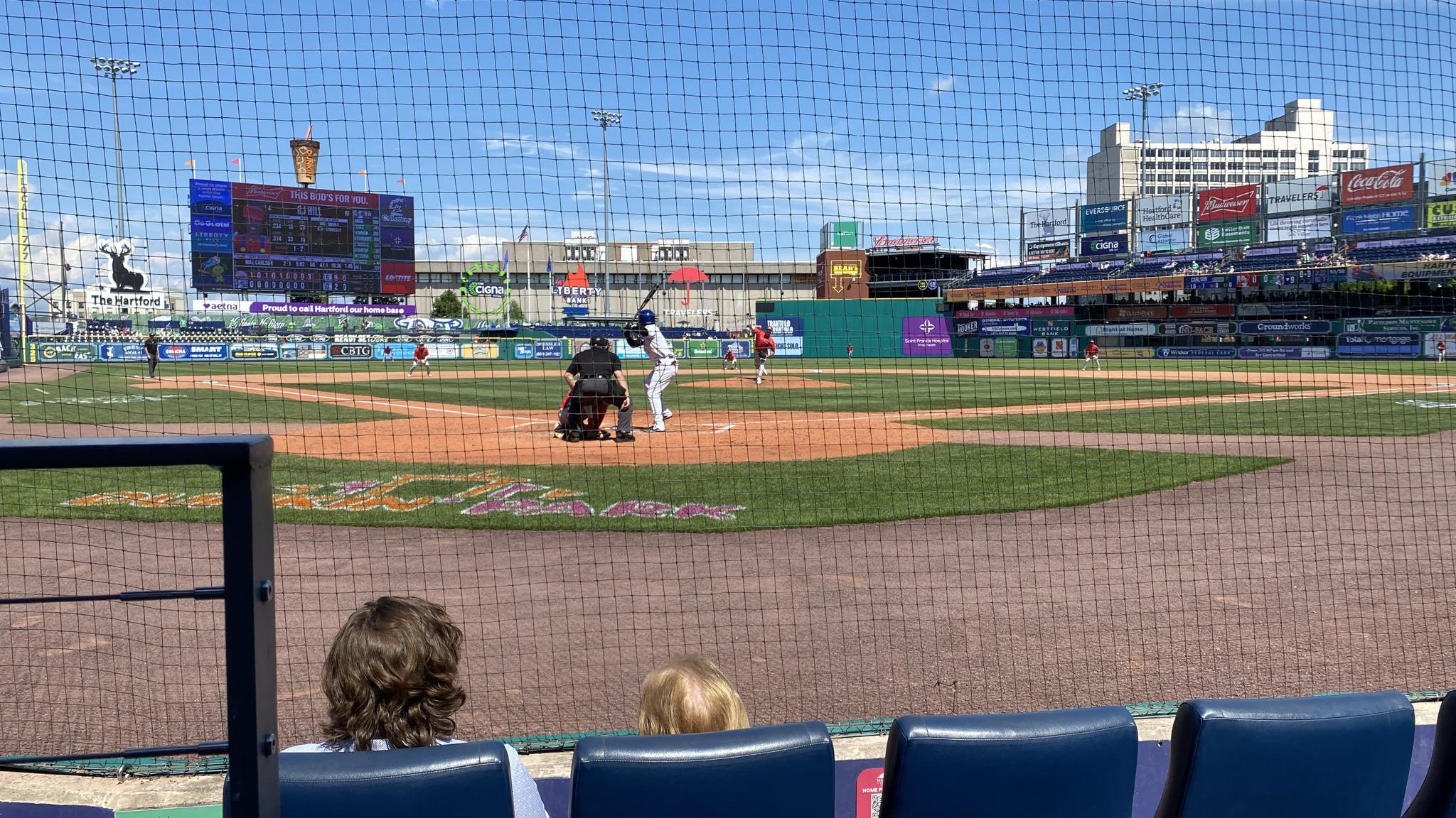 A photo of Dunkin' Park from behind home plate