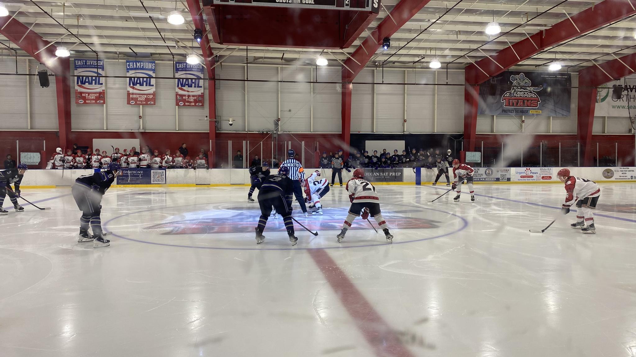 A center ice faceoff from a view closer than you'll probably ever see